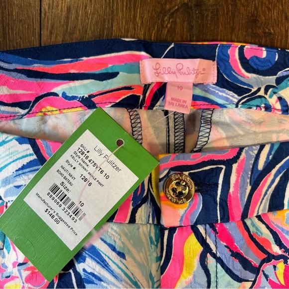 🆕 Lilly Pulitzer Kelly Skinny Ankle Pant Nauti Navy Boho Bateau SZ 10 - Picture 4 of 6